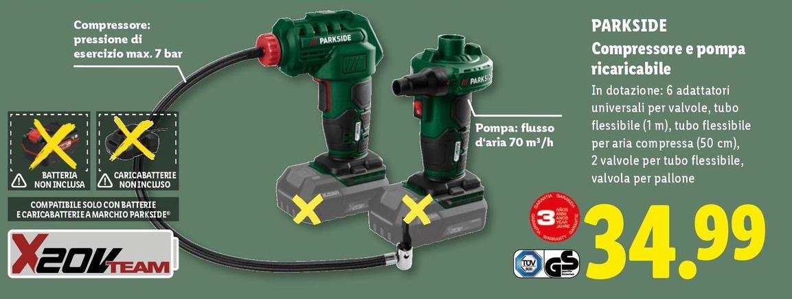 Parkside - Compressore E Pompa Ricaricabile