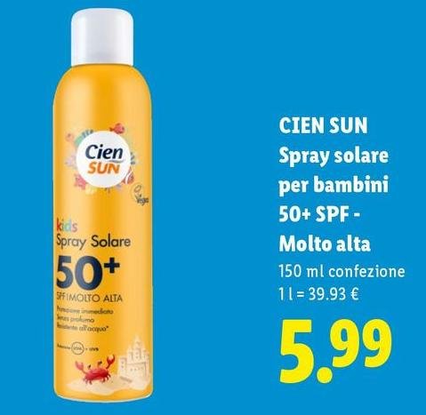 Cien Sun - Spray Solare Per Bambini 50+ Spf - Molto Alta