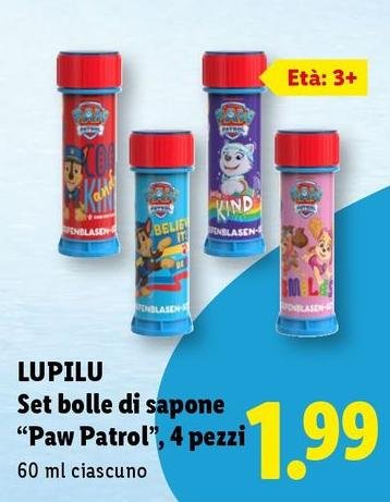 Lupilu - Set Bolle Di Sapone "Paw Patrol", 4 Pezzi
