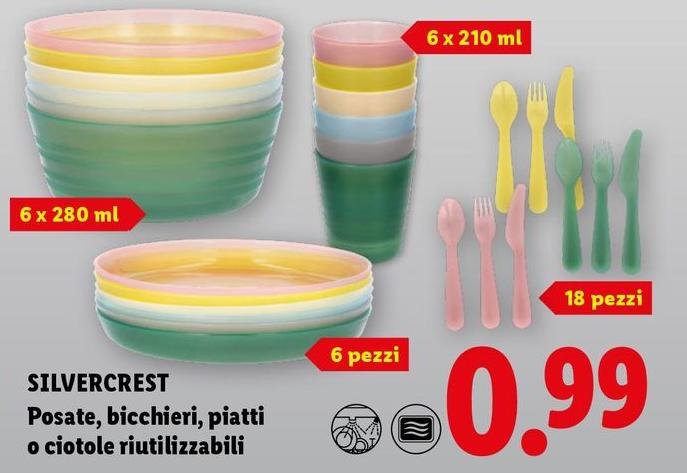 Silvercrest - Posate, Bicchieri, Piatti O Ciotole Riutilizzabili