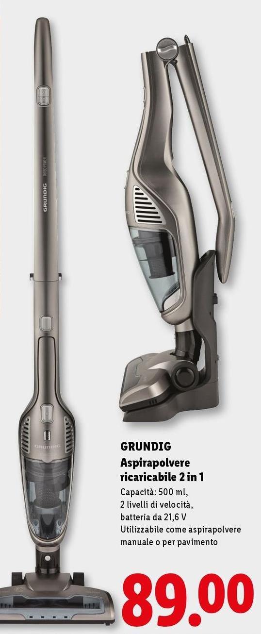 Grundig - Aspirapolvere Ricaricabile 2 In 1