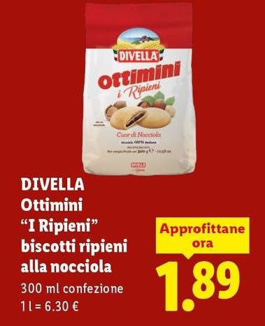Divella - Ottimini "I Ripieni" Biscotti Ripieni Alla Nocciola