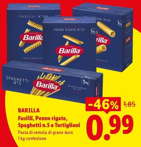 Barilla - Fusilli, Penne Rigate, Spaghetti N.5 O Tortiglioni