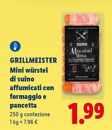 Grillmeister - Mini Würstel Di Suino Affumicati Con Formaggio E Pancetta