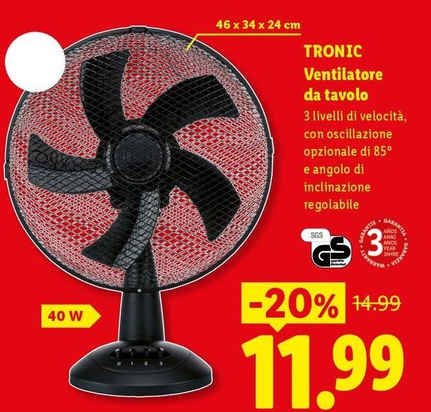 Tronic - Ventilatore Da Tavolo
