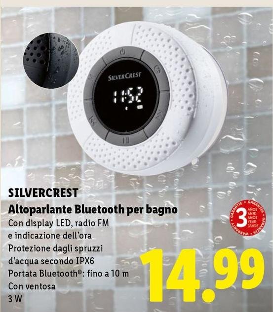 Silvercrest - Altoparlante Bluetooth Per Bagno