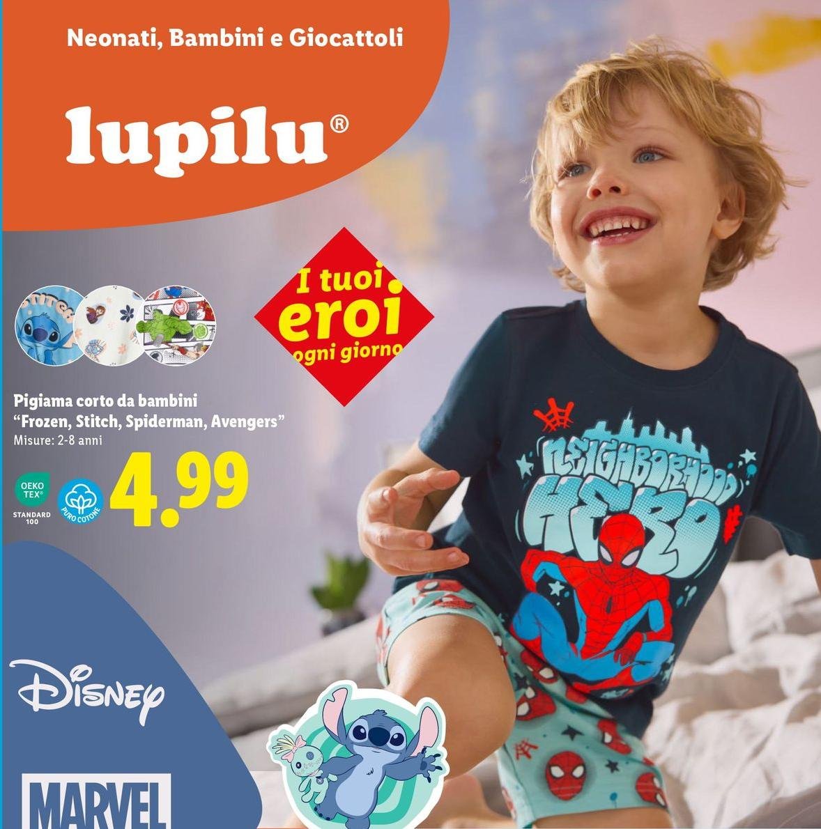 Lupilu - Pigiama Corto De Bambini "Freezer Stitch, Spiderman, Avengers"