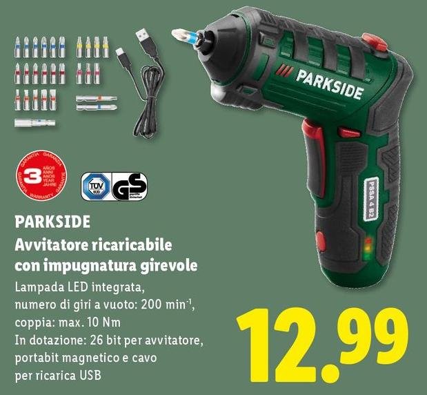 Parkside - Avvitatore Ricaricabile Con Impugnatura Girevole