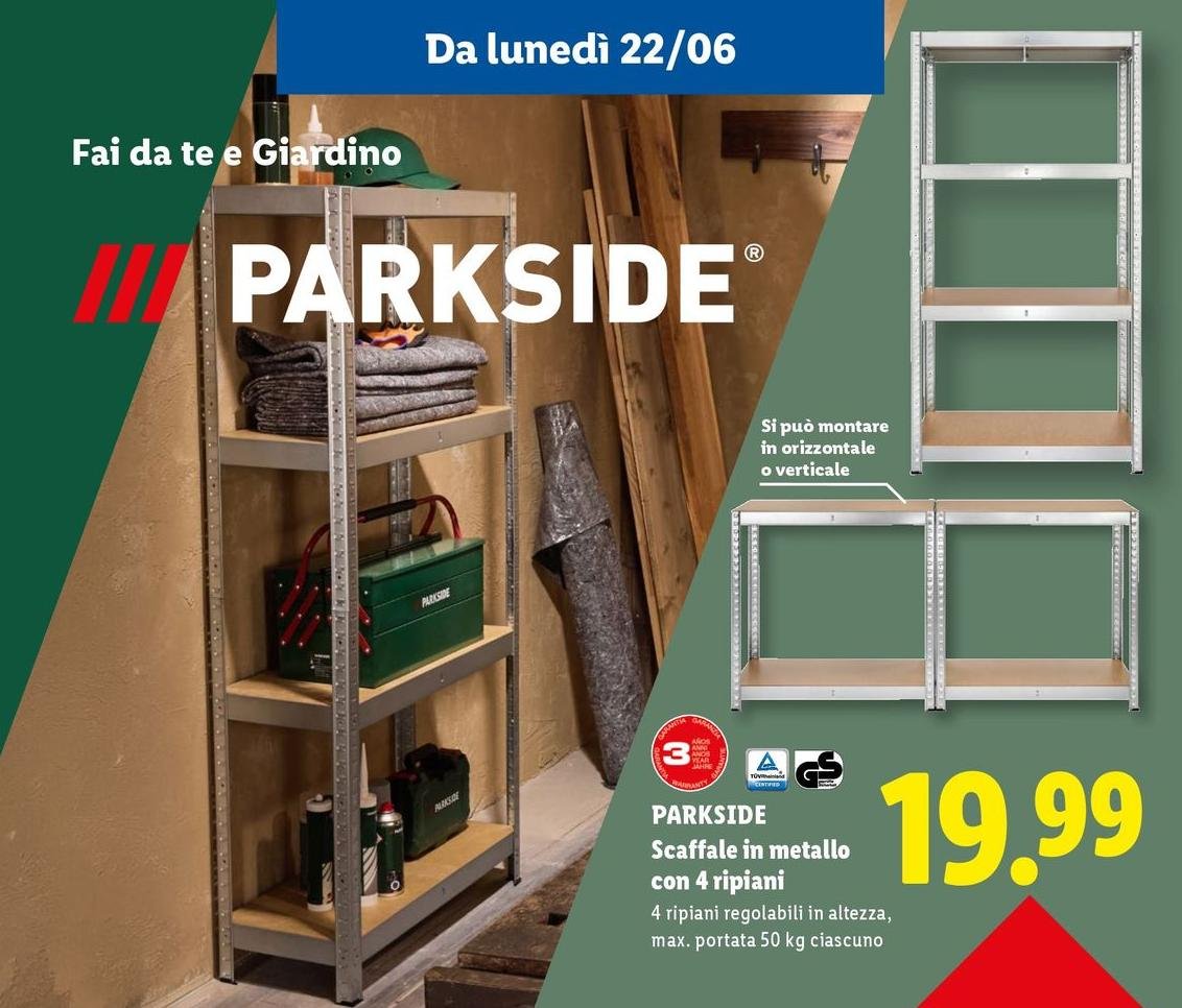 Parkside - Scaffale In Metallo Con 4 Ripiani