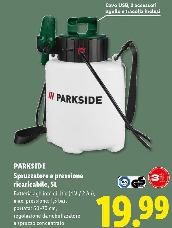 Parkside - Spruzzatore A Pressione Ricaricabile