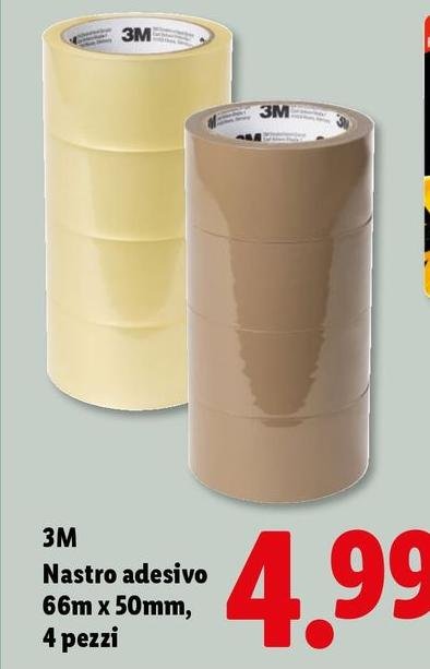 3M - Nastro Adesivo 66m X 50mm, 4 Pezzi