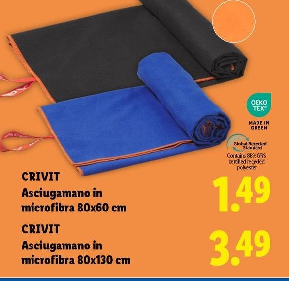Crivit - Asciugamano In Microfibra 80x60 Cm