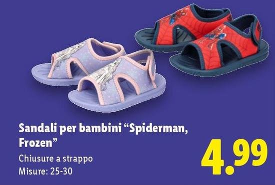 Sandali Per Bambini "Spiderman, Frozen"