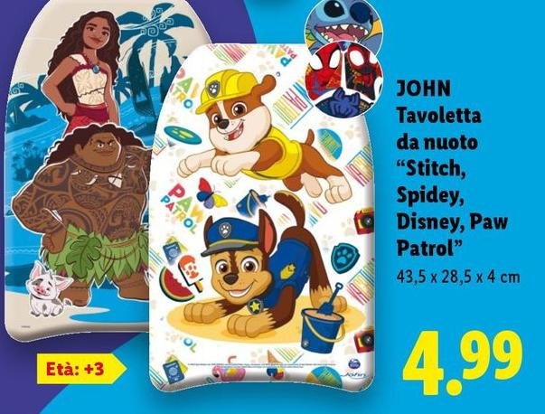 John - Tavoletta Da Nuoto "Stitch, Spidey, Disney, Paw Patrol"