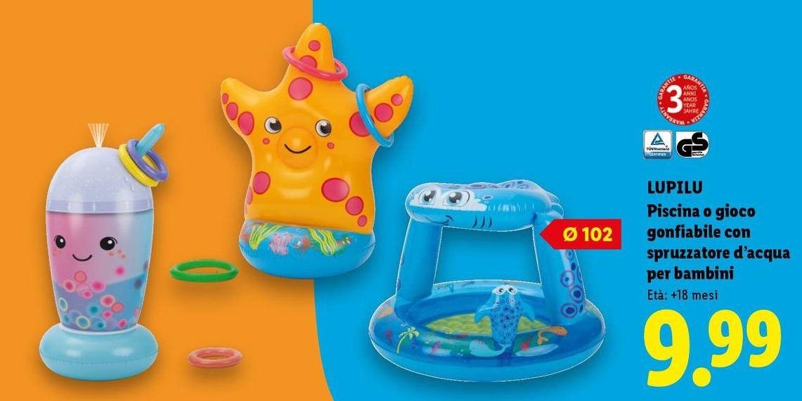 Lupilu - Piscina O Gioco Gonfiabile Con Spruzzatore D'Acqua Per Bambini