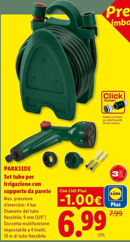 Parkside - Set Tubo Per Irrigazione Con Supporto Da Parete