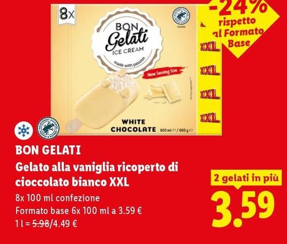 Bon Gelati - Gelato Alla Vaniglia Ricoperto Di Cioccolato Bianco XXL