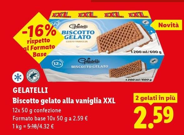 Gelatelli - Biscotto Gelato Alla Vaniglia XXL