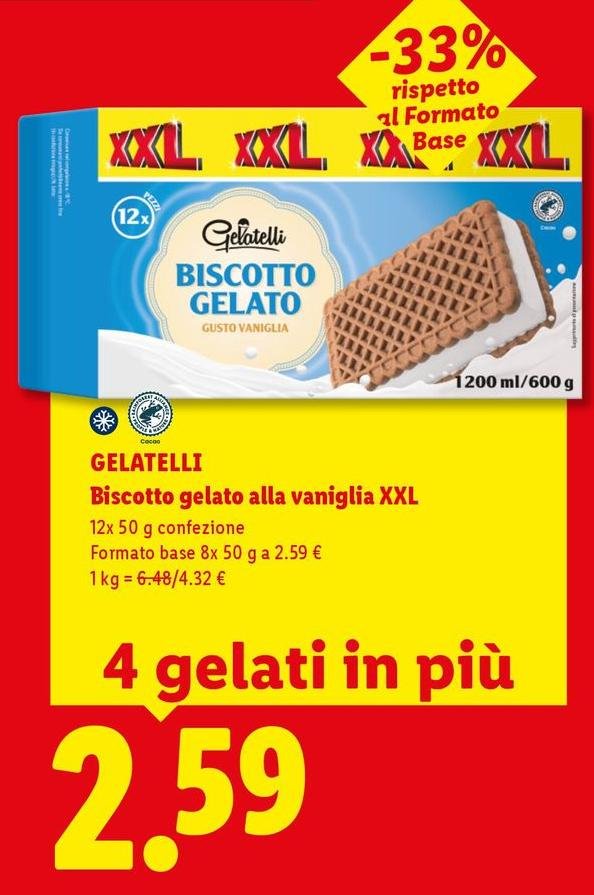 Gelatelli - Biscotto Gelato Alla Vaniglia XXL
