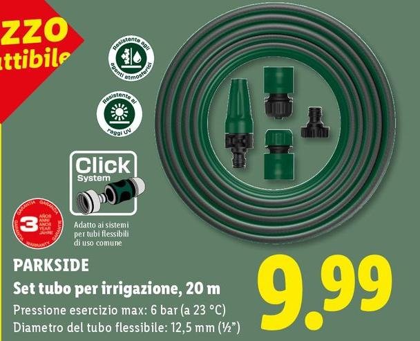 Parkside - Set Tubo Per Irrigazione, 20 M