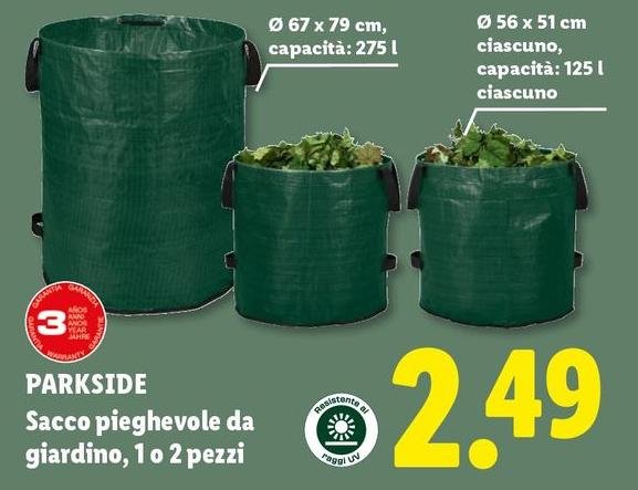 Parkside - Sacco Pieghevole Da Giardino, 1 O 2 Pezzi