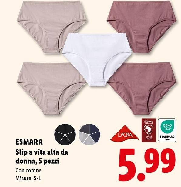 Esmara - Slip A Vita Alta Da Donna, 5 Pezzi