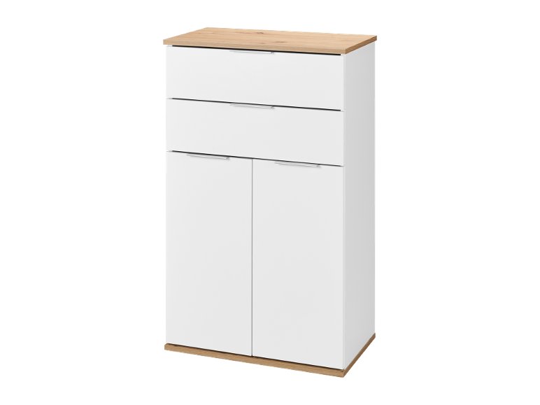 Mobiletto 2 cassetti e 2 ante, bianco/rovere