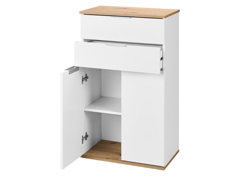 Mobiletto 2 cassetti e 2 ante, bianco/rovere