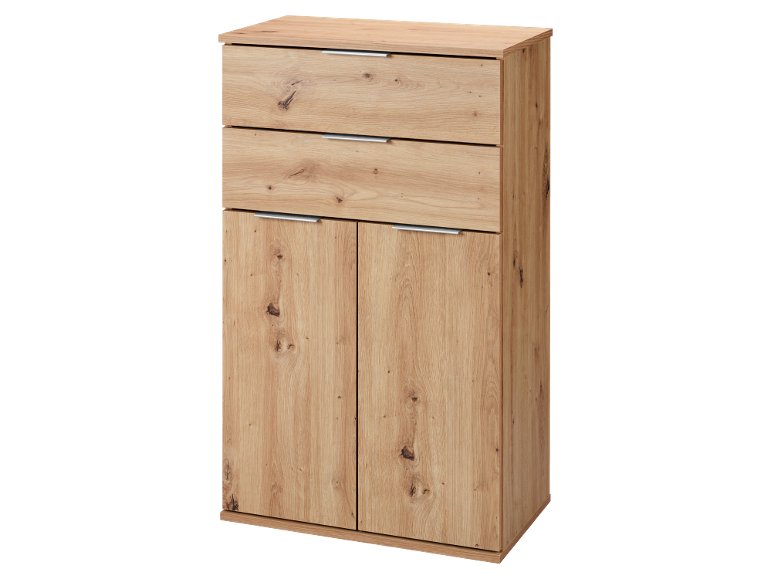 Mobiletto 2 cassetti e 2 ante, simil-rovere
