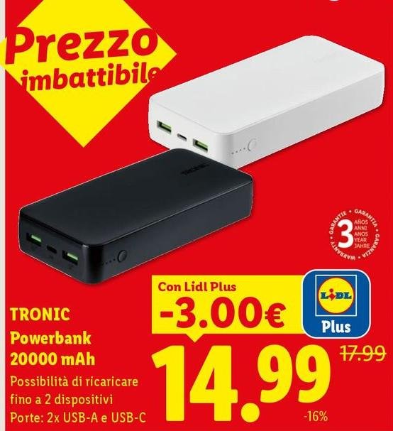 Tronic - Powerbank 20000 MAh