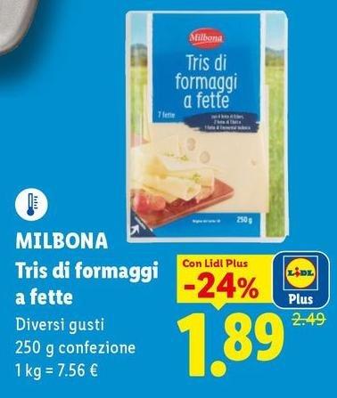 Milbona - Tris Di Formaggi A Fette