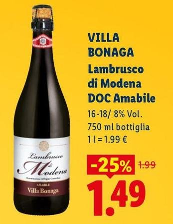 Villa Bonaga - Lambrusco Di Modena DOC Amabile