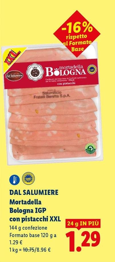 Dal Salumiere - Mortadella Bologna IGP Con Pistacchi XXL
