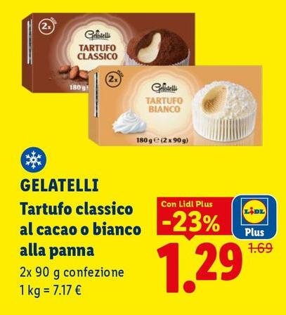 Gelatelli - Tartufo Classico Al Cacao O Bianco Alla Panna