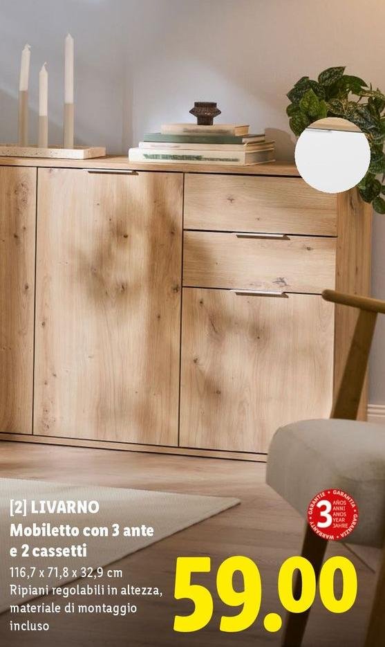 Livarno - Mobiletto Con 3 Ante E 2 Cassetti