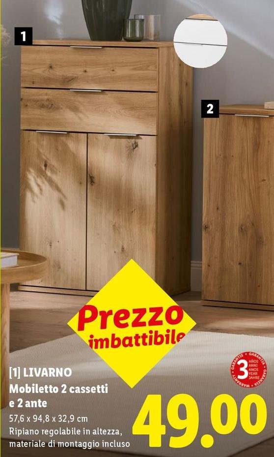 Livarno - Mobiletto 2 Cassetti E 2 Ante