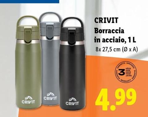 Crivit - Borraccia In Acciaio, 1 L