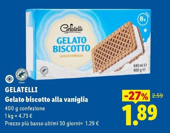Gelatelli - Gelato Biscotto Alla Vaniglia