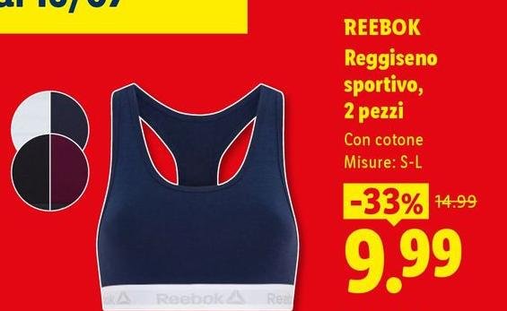 Reebok - Reggiseno Sportivo, 2 Pezzi