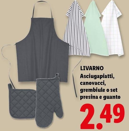 Livarno - Asciugapiatti, Canovacci, Grembiule O Set Presina E Guanto