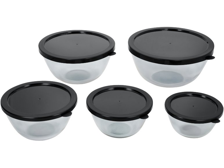 Set ciotole in vetro con coperchio, 5 pezzi