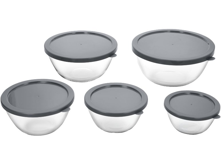 Set ciotole in vetro con coperchio, 5 pezzi