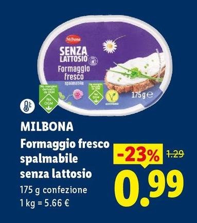 Milbona - Formaggio Fresco Spalmabile Senza Lattosio