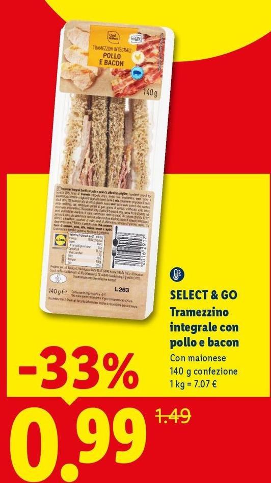 Select & Go - Tramezzino Integrale Con Pollo E Bacon