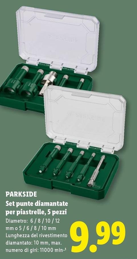 Parkside - Set Punte Diamantate Per Piastrelle, 5 Pezzi