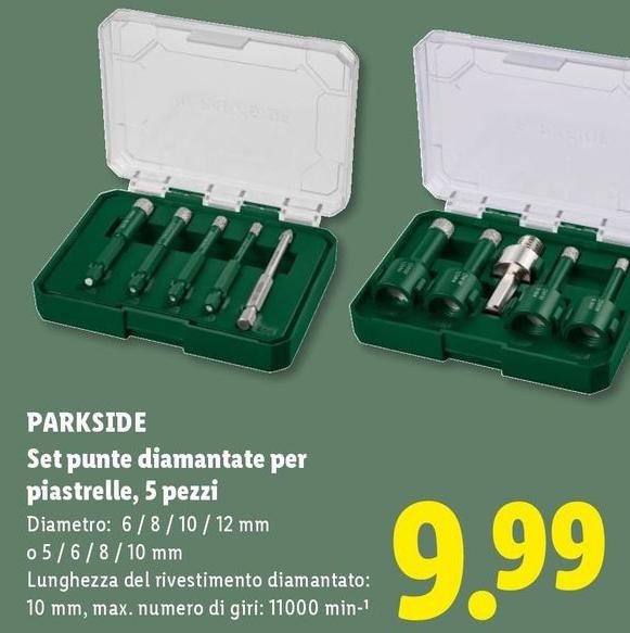 Parkside - Set Punte Diamantate Per Piastrelle, 5 Pezzi