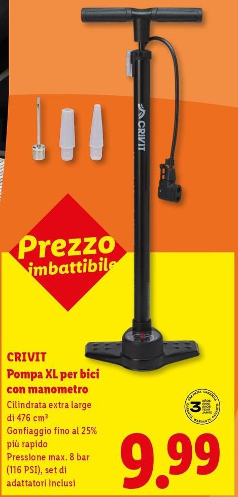 Crivit - Pompa XL Per Bici Con Manometro
