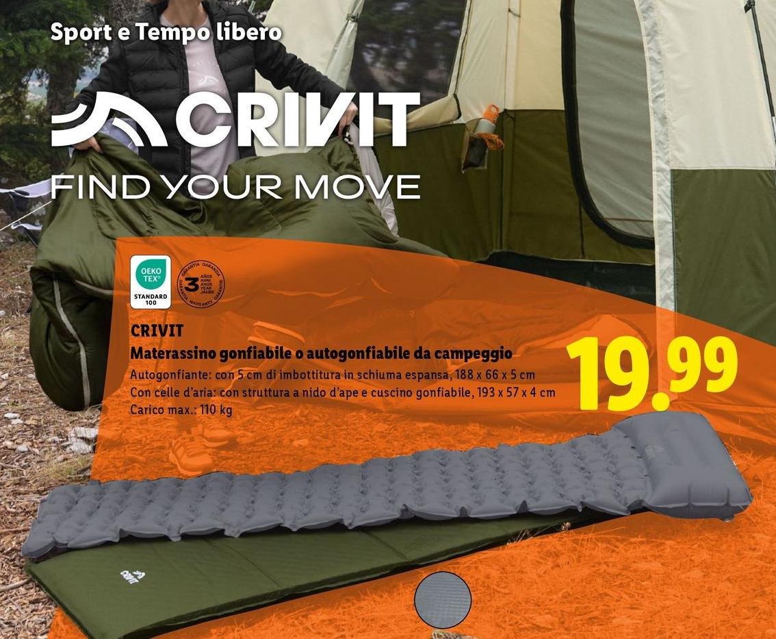 Crivit - Mattrasino Gonflabile O Autogoriflable Da Campeggio