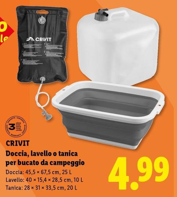 Crivit - Doccia, Lavello O Tanica Per Bucato Da Campaggio