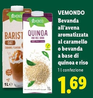 Vemondo - Bevanda All'Avena Aromatizzata Al Caramello O Bevanda A Base Di Quinoa E Riso